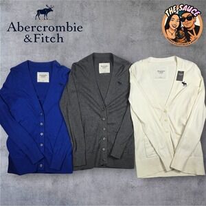 Abercrombie‎ & Fitch Y2K Cardigan Sweater Bundle Womens Medium Cream Moose Retro